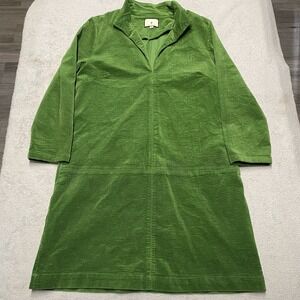 Tuckernuck Corduroy Clifton Dress Green Womens Medium Long Sleeve V Neck A Line